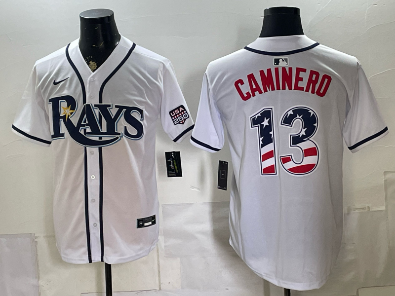Men 2025 Tampa Bay Rays #13 Caminero White Game Nike MLB Jersey 0718001